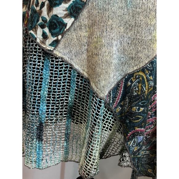 Radzoli Women's Whimsical Goth Knit Small Patchwork Tunic Top Multicolor - Picture 9 of 10